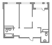 Планировка 2-комнатной квартиры, 58,2 м2