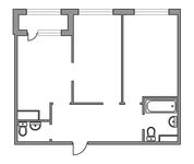 Планировка 2-комнатной квартиры, 55 м2