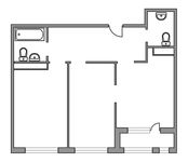 Планировка 2-комнатной квартиры, 57 м2