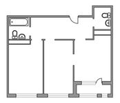 Планировка 2-комнатной квартиры, 57 м2