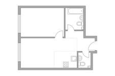 Планировка 2-комнатной квартиры, 37,5 м2