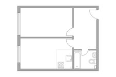Планировка 2-комнатной квартиры, 41,3 м2