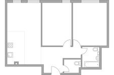 Планировка 3-комнатной квартиры, 61,7 м2
