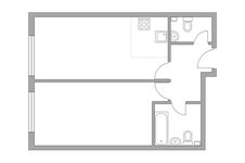 Планировка 2-комнатной квартиры, 43,5 м2