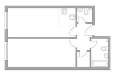 Планировка 2-комнатной квартиры, 52,6 м2