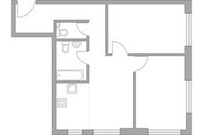 Планировка 3-комнатной квартиры, 52 м2