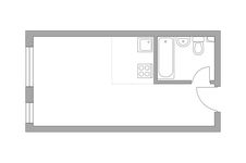 Планировка 1-комнатной квартиры, 23,4 м2