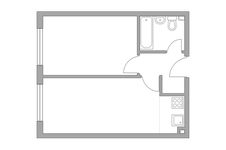 Планировка 2-комнатной квартиры, 39 м2