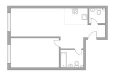 Планировка 2-комнатной квартиры, 44,6 м2