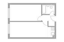 Планировка 2-комнатной квартиры, 44,1 м2