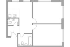 Планировка 3-комнатной квартиры, 58 м2