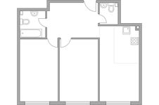 Планировка 3-комнатной квартиры, 57 м2