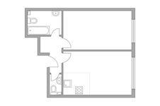 Планировка 2-комнатной квартиры, 43,8 м2
