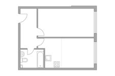 Планировка 2-комнатной квартиры, 40,6 м2