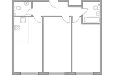 Планировка 3-комнатной квартиры, 60,8 м2