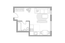 Планировка 1-комнатной квартиры, 27 м2