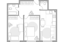 Планировка 3-комнатной квартиры, 57 м2