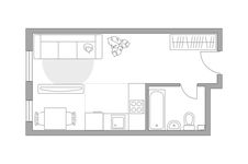 Планировка 1-комнатной квартиры, 25,5 м2