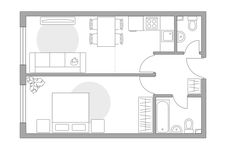 Планировка 2-комнатной квартиры, 48,4 м2