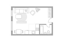 Планировка 1-комнатной квартиры, 35,5 м2