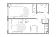 Планировка 2-комнатной квартиры, 44,1 м2