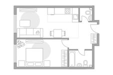 Планировка 2-комнатной квартиры, 44,3 м2
