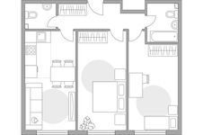 Планировка 3-комнатной квартиры, 60,8 м2