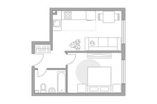 Планировка 2-комнатной квартиры, 33,3 м2