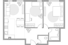 Планировка 3-комнатной квартиры, 61,7 м2