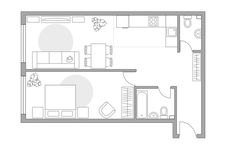 Планировка 2-комнатной квартиры, 61,6 м2