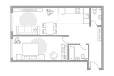 Планировка 2-комнатной квартиры, 61,6 м2