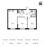 Планировка 2-комнатной квартиры, 63,3 м2