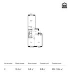 Планировка 2-комнатной квартиры, 76,4 м2