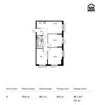 Планировка 3-комнатной квартиры, 79,9 м2