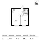Планировка 1-комнатной квартиры, 41,9 м2