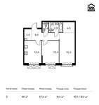 Планировка 2-комнатной квартиры, 60 м2