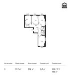 Планировка 3-комнатной квартиры, 97,7 м2