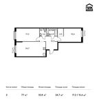 Планировка 2-комнатной квартиры, 77 м2