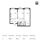 Планировка 2-комнатной квартиры, 66,6 м2