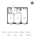 Планировка 2-комнатной квартиры, 57,8 м2