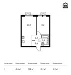 Планировка 1-комнатной квартиры, 41,5 м2