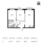 Планировка 2-комнатной квартиры, 63,7 м2