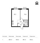 Планировка 1-комнатной квартиры, 43,2 м2