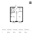 Планировка 1-комнатной квартиры, 36,9 м2
