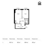 Планировка 1-комнатной квартиры, 53,7 м2
