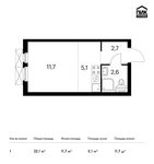 Планировка квартиры студии, 22,1 м2