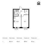 Планировка 1-комнатной квартиры, 36,7 м2