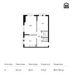 Планировка 2-комнатной квартиры, 57,1 м2