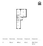 Планировка 3-комнатной квартиры, 75,6 м2