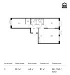 Планировка 3-комнатной квартиры, 82,9 м2